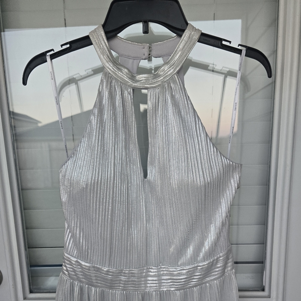 $138 Kensie Keyhole Halter Neck Maxi Dress Sz 14 Women White Sleeveless New - Picture 9 of 16